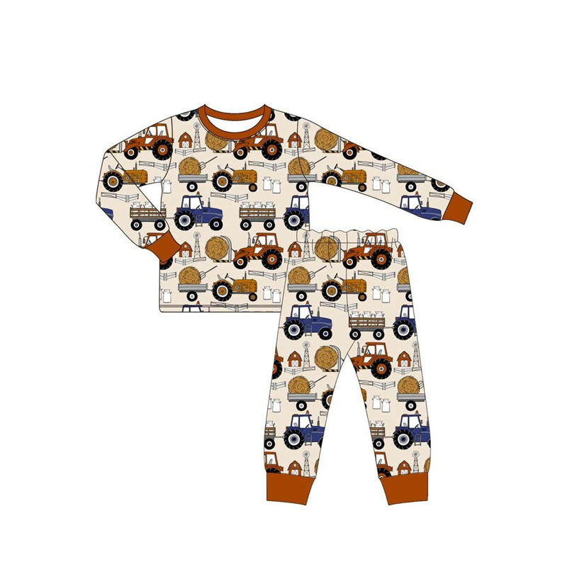 presale BLP1113 Baby Boys Long Sleeves Milks Top Pant Farm Pajamas Set D 6.13