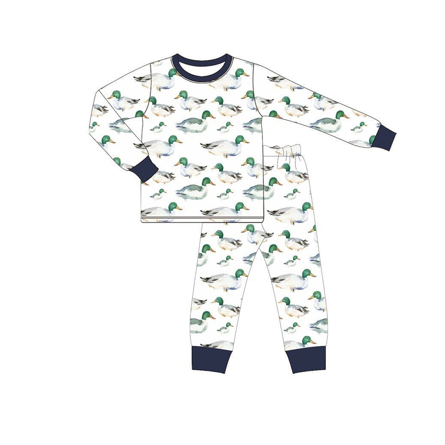 presale BLP1121 Baby Boys Long Sleeves Ducks Plaid Top Pant Farm Pajamas Set D 6.13