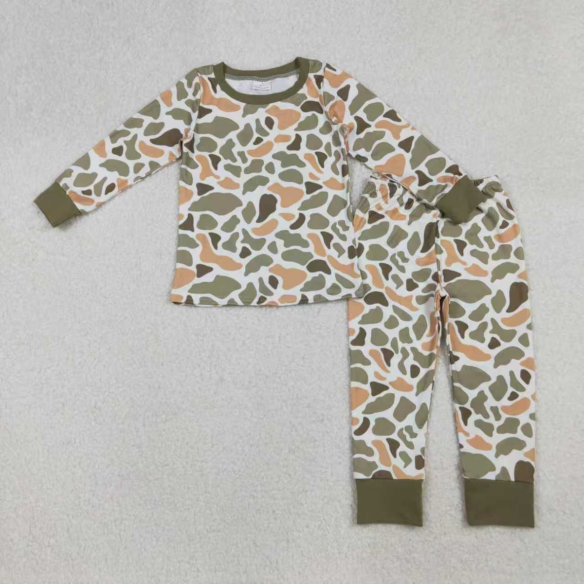 Sibling Baby Boys Green Khaki Camo Top Pants Western Pajamas Sets Zipper Rompers D 926