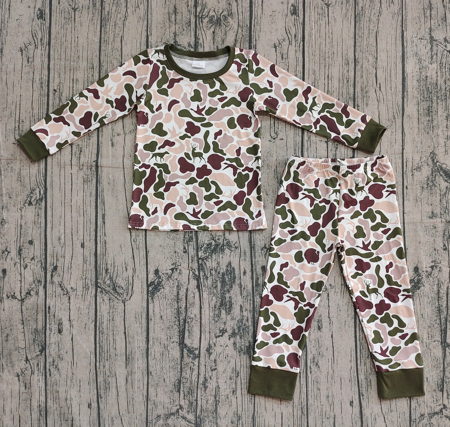 presale BLP1234 Baby Boys Deer Ducks Dogs Camo Top Pant Western Pajamas Set D 904