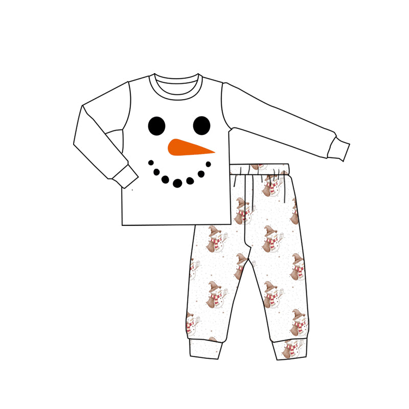 presale BLP1280 Baby Boys Snowmen Shirts Top Pants Christmas Pajamas Sets D 910