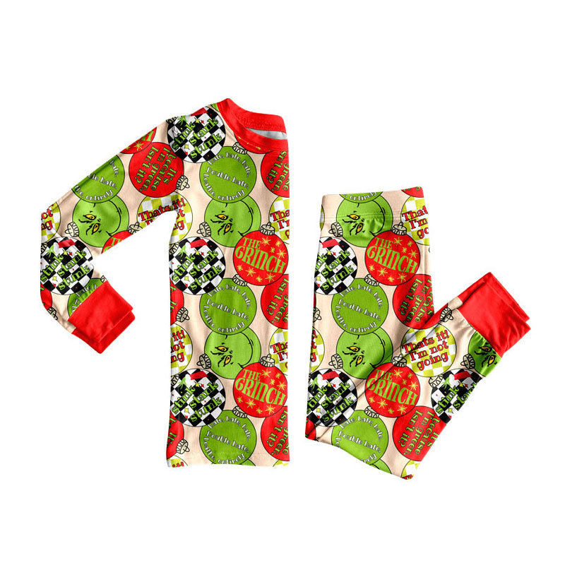 BLP1282 Baby Boys Red Green Face Lights Top Pants Christmas Pajamas Sets D 911