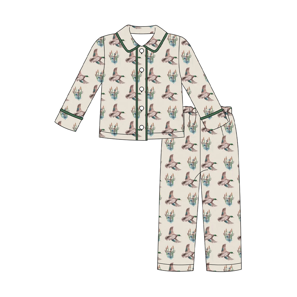 presale BLP1290 Baby Boys Log Sleeve Ducks Button Top Pants Hunting Pajamas Sets D 912