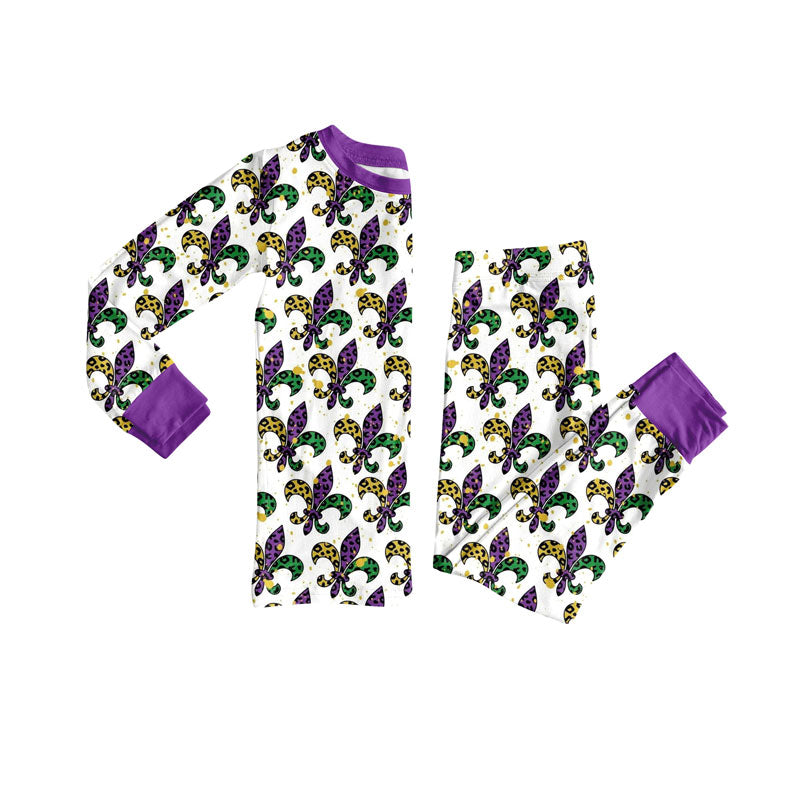 presale BLP1293 Baby Boys Mardigras Anchors Checked Top Pants Pajamas Sets D 913