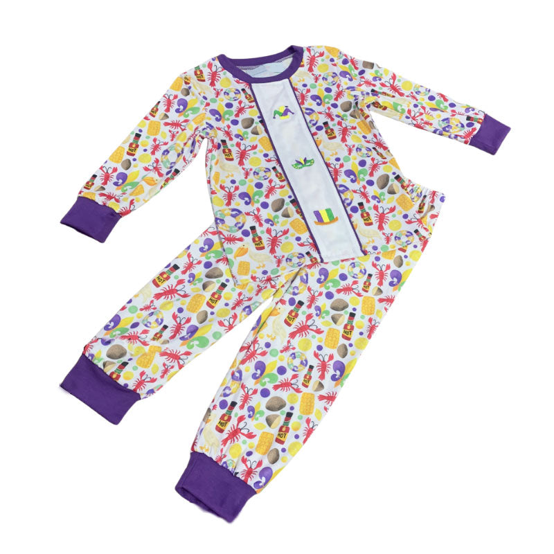 presale BLP1307 Baby Boys Mardigras Anchors Crayfishes Top Pants Pajamas Sets D 930