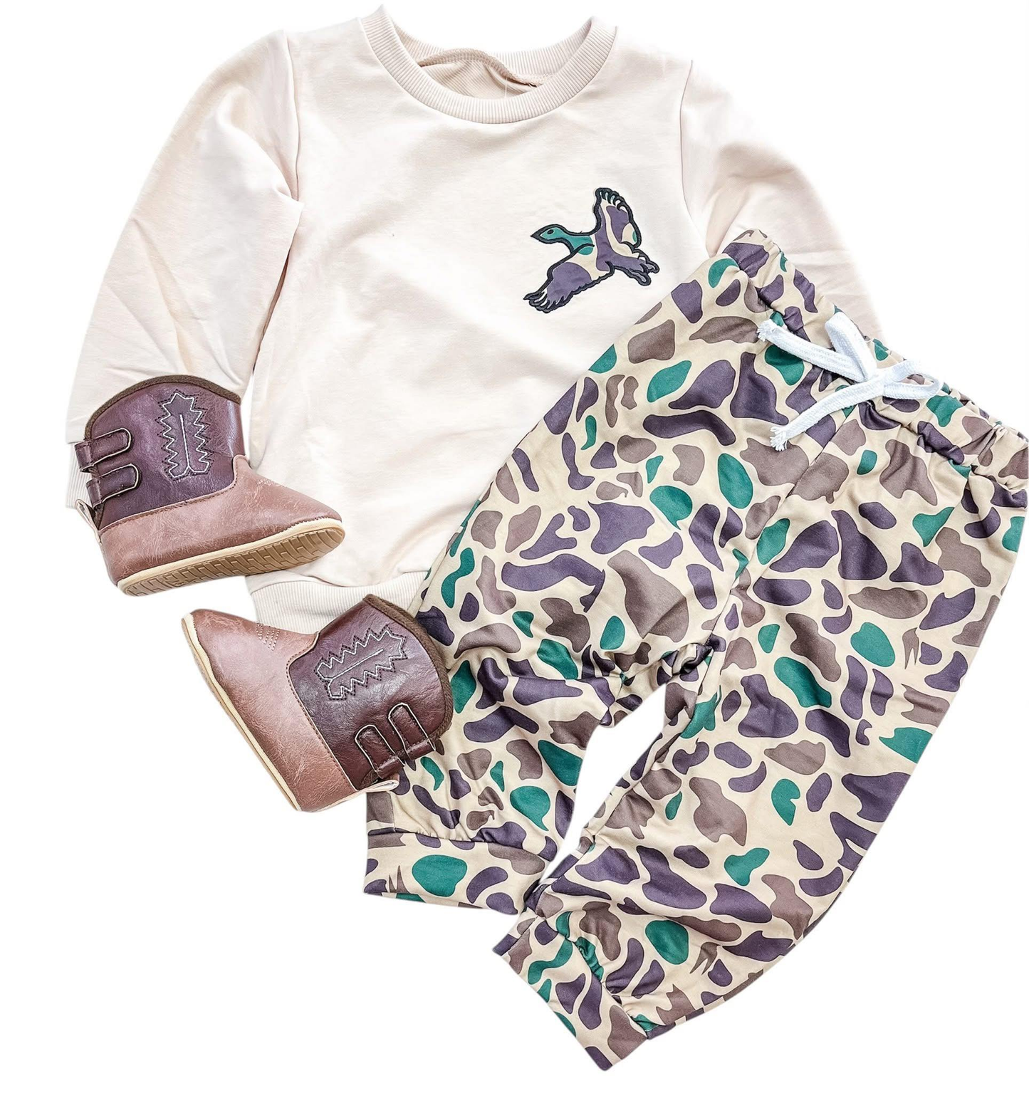 presale BLP1378 Baby Boys Camo Ducks Top Pants Hunting Clothes Sets D 1124