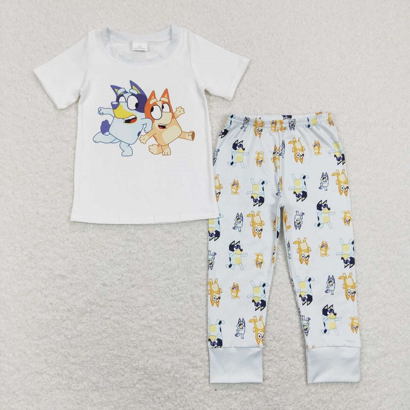 BSPO0265 Cartoon white short sleeve blue pants suit