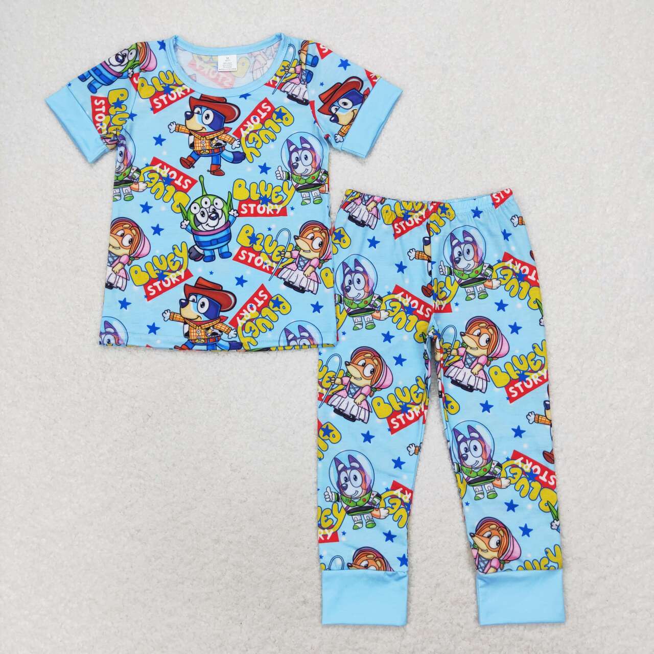 BSPO0376 Bamboo Blue short-sleeved trousers pajama set
