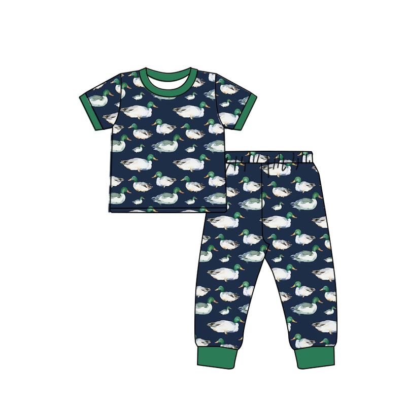 presale BSPO0441 Duck navy blue short-sleeved trousers pajama set