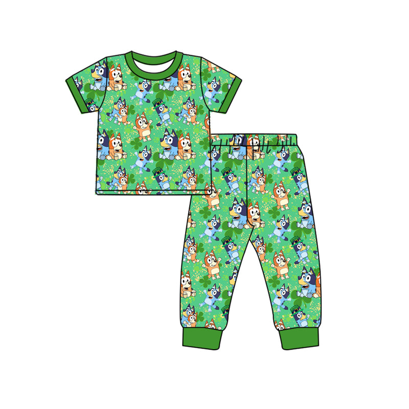 presale BSPO0511 Clover Green Short Sleeve Long Pants Pajama Set 2024 10.14