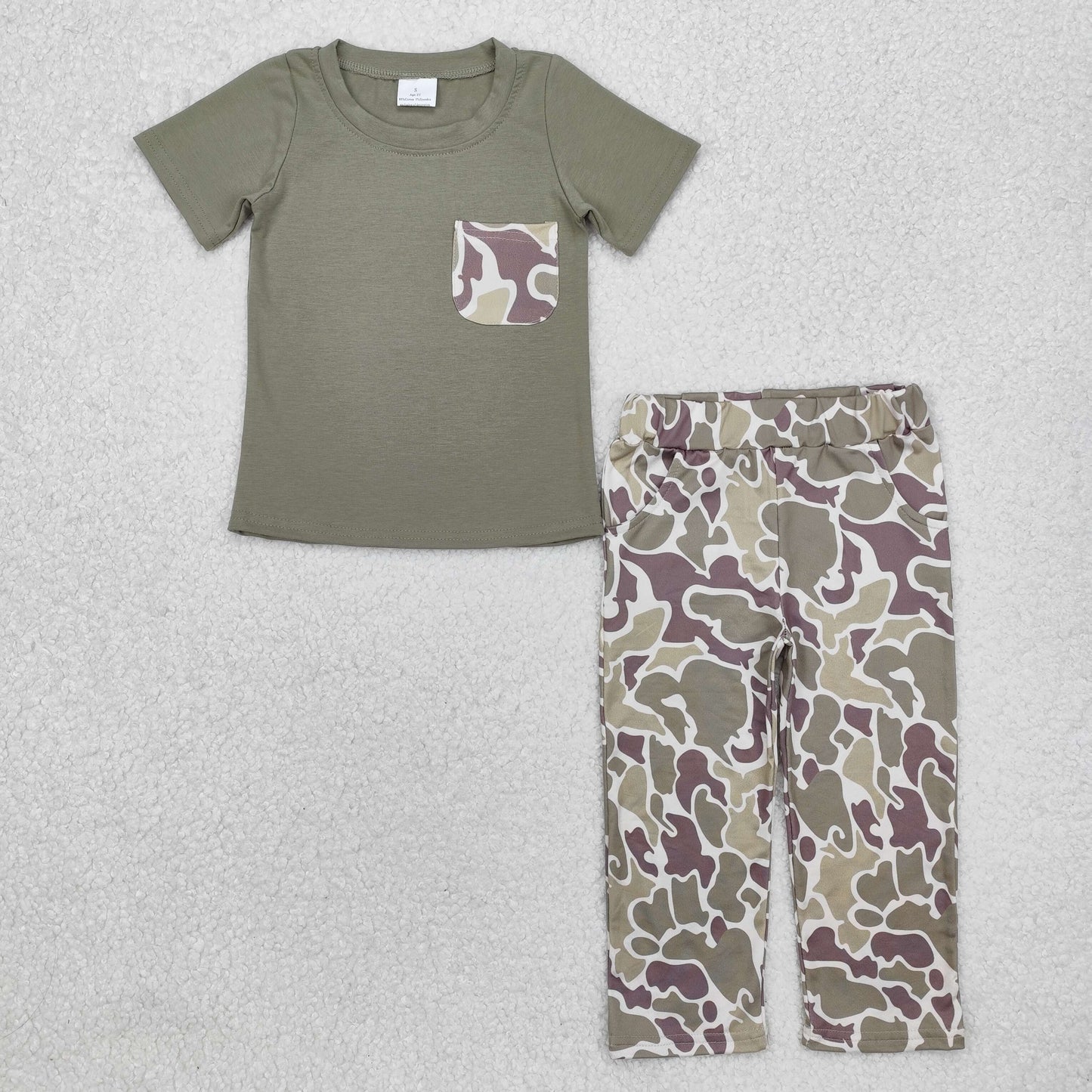 BSPO0521 Camouflage pocket army green short-sleeved trousers suit