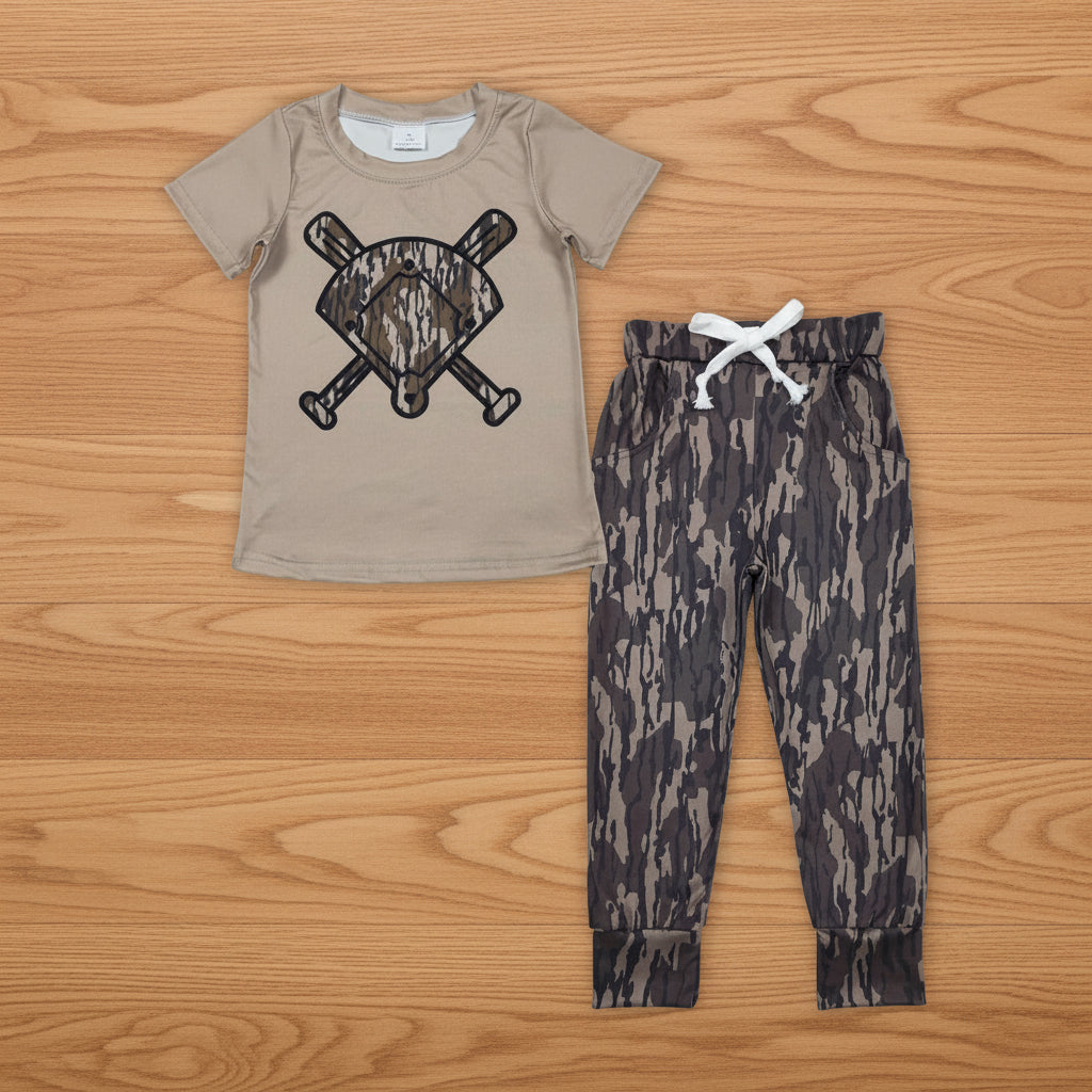 baseball tee camo jogger set