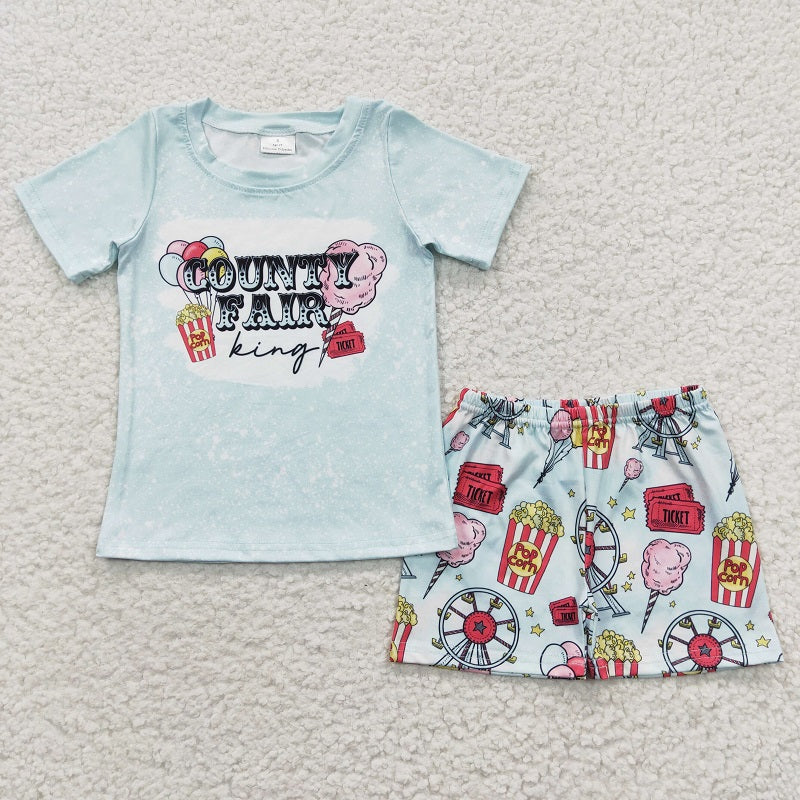 BSSO0245 COUNTY Popcorn Ferris Wheel Short Sleeve Shorts Set