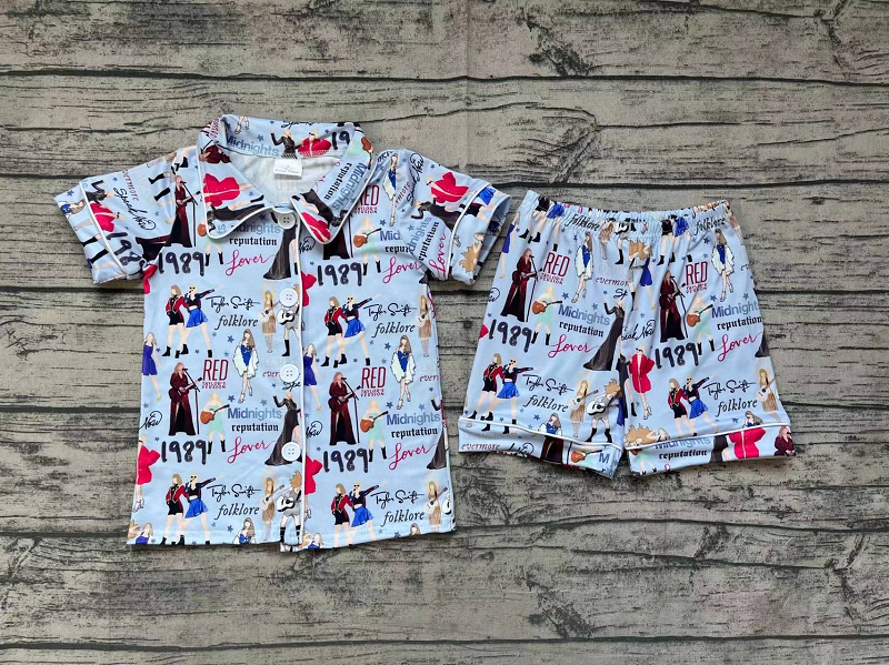 BSSO0545 1989 blue short sleeve shorts suit