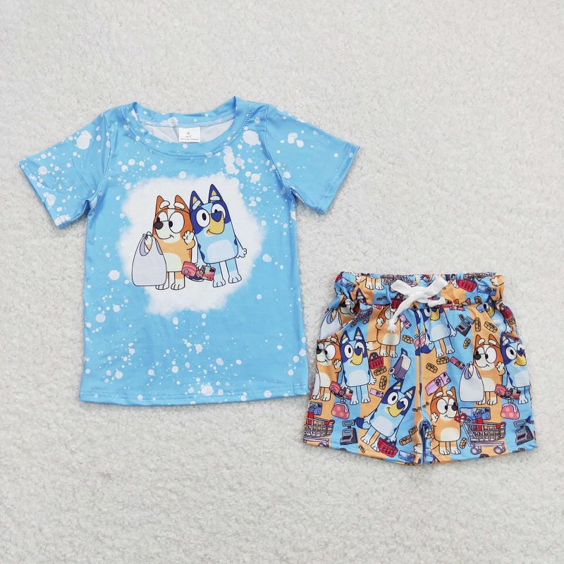 BSSO0599 Blue short sleeve shorts suit