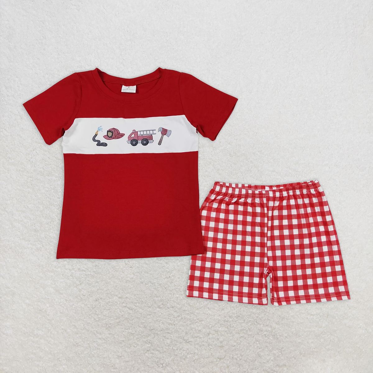 Match Baby Boys Girls Fire Truck Red Dresses Outfits Clothes Sets D 4.8