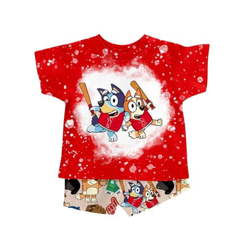 pre-order BSSO0791 baseball red short-sleeved shorts suit