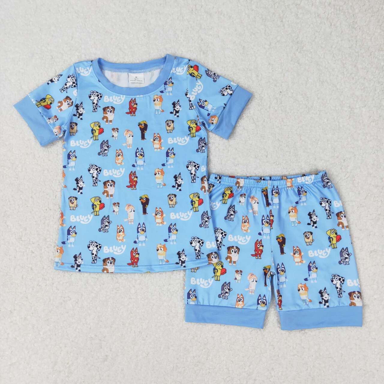 BSSO0853 Cartoon Blue Short Sleeve Shorts Pajama Set