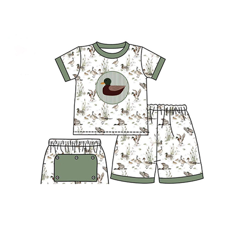 presale BSSO0938 Duck Green and White Short Sleeve Shorts Pajama Set