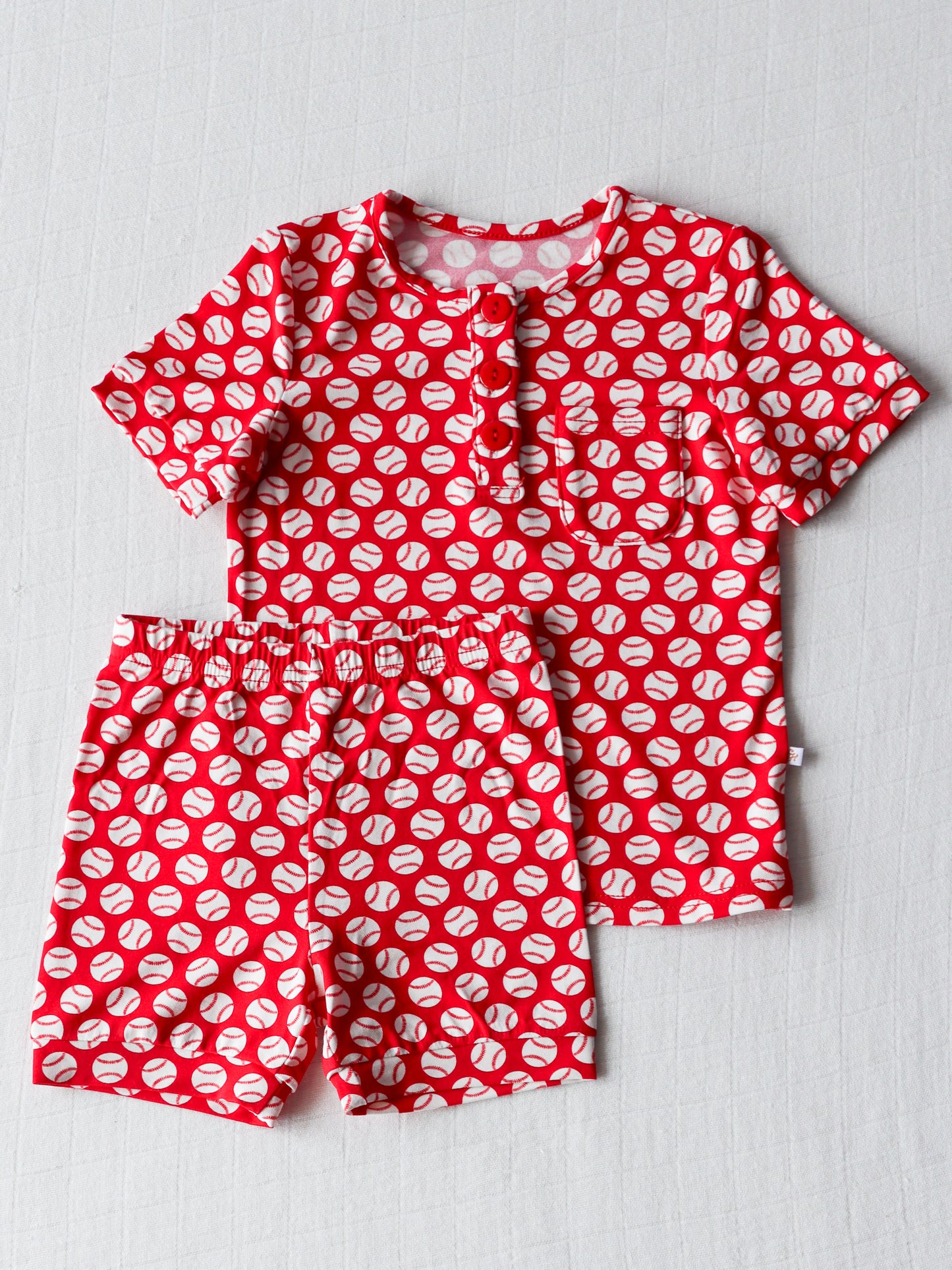 presale BSSO1009 Baseball Pocket Red Short Sleeve Shorts Set 2024 10.17