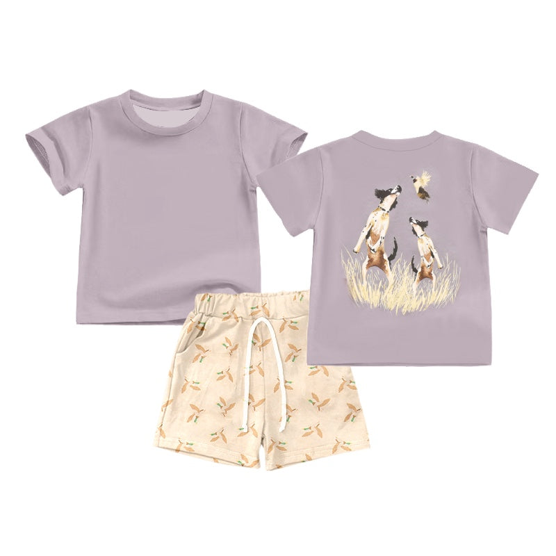 Presale BSSO1040 Puppy Duck Grey Short Sleeve Beige Shorts Suit 2024 10.30