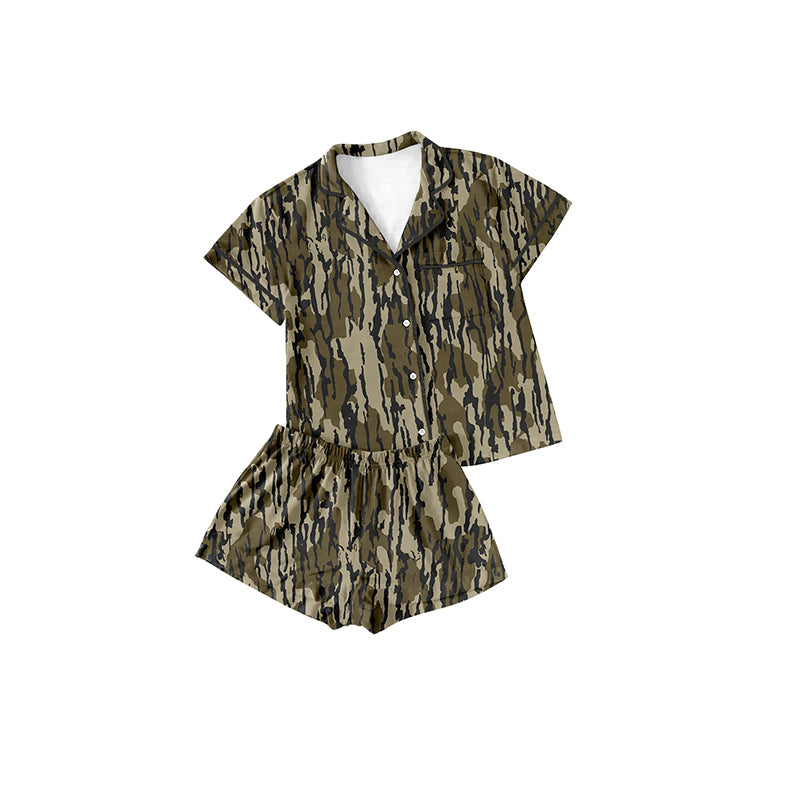 presale BSSO1063 Army Green Camouflage Short Sleeve Shorts Pajama Set 2024 11.6