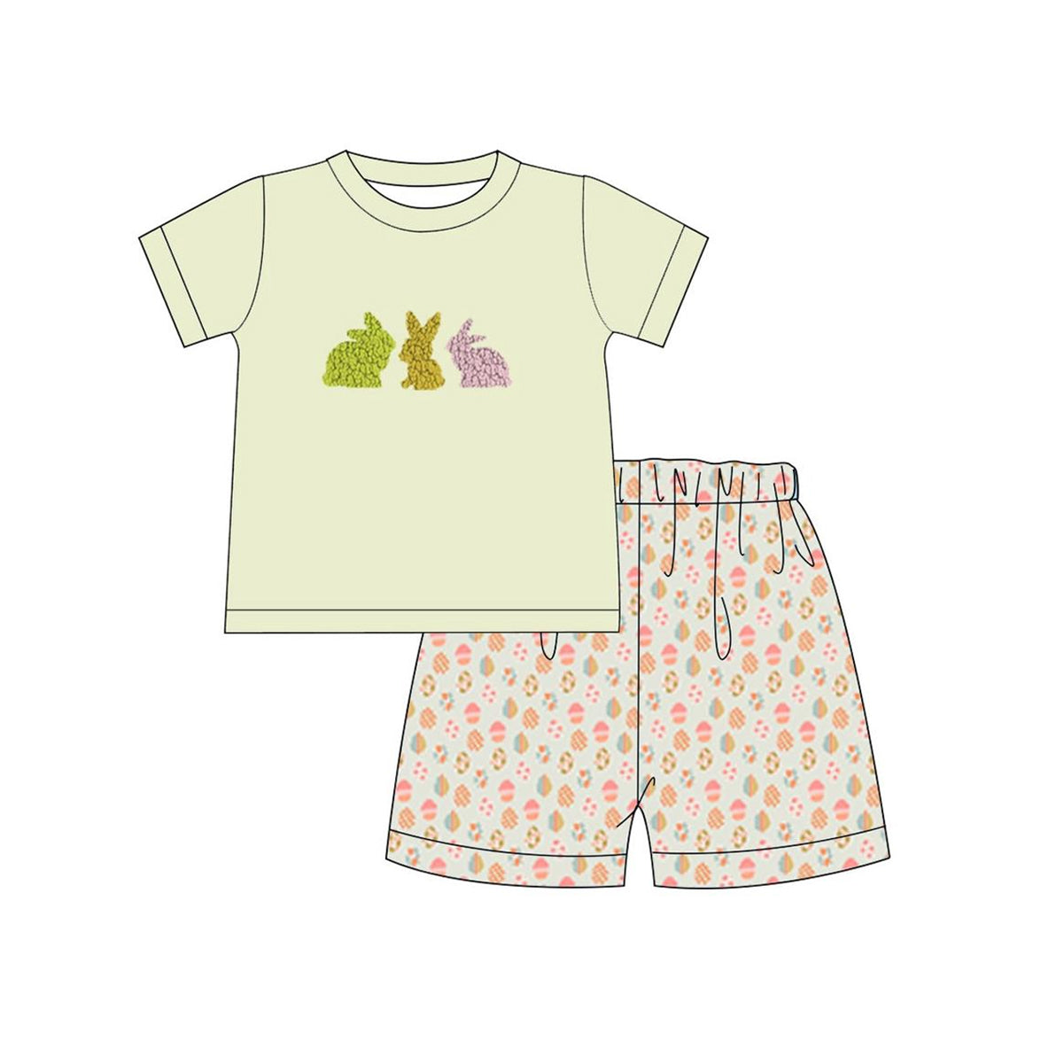 presale BSSO1074 Easter Bunny Short Sleeve Egg Shorts Set 2024 11.6