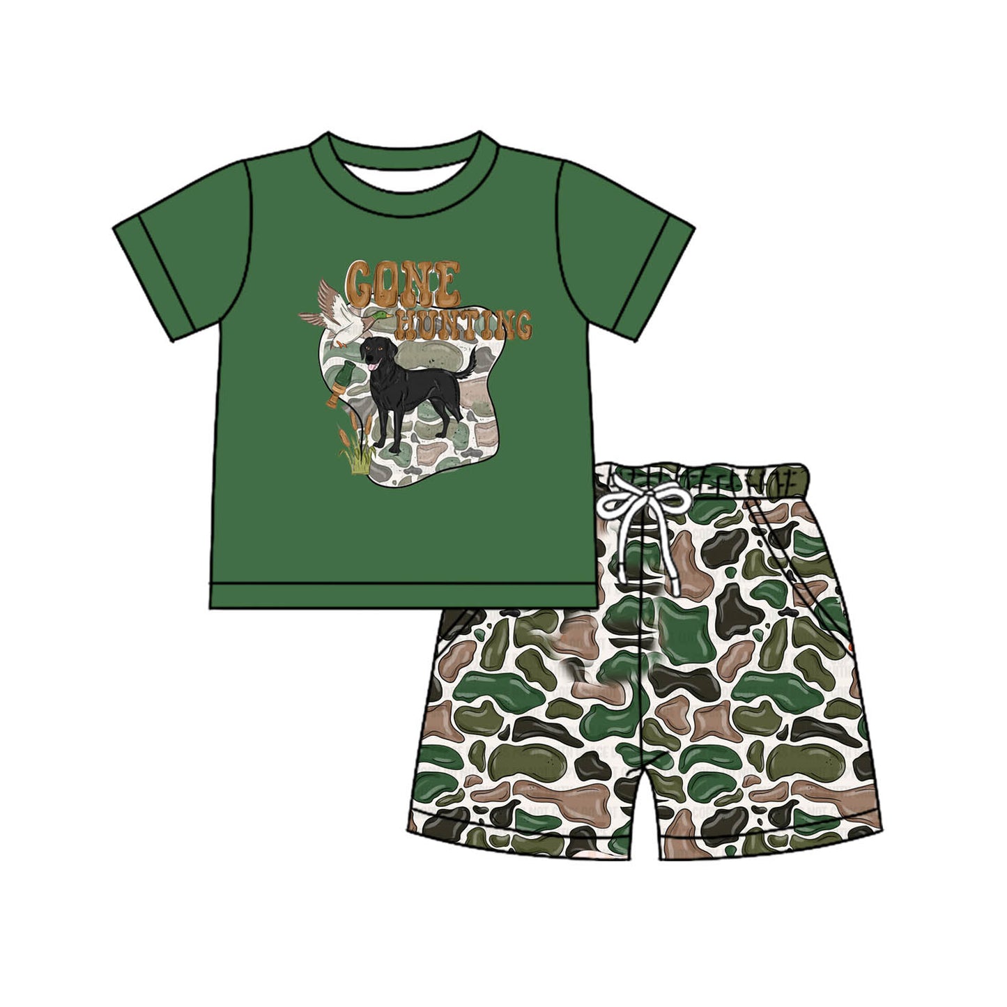 presale BSSO1145 Camouflage duck puppy green short-sleeved shorts suit 2024 11.26