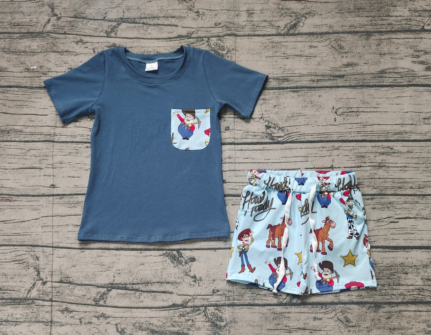 BSSO1213 Baby Boys Howdy Toy Blue Shirts Shorts Clothes Sets D 6.2