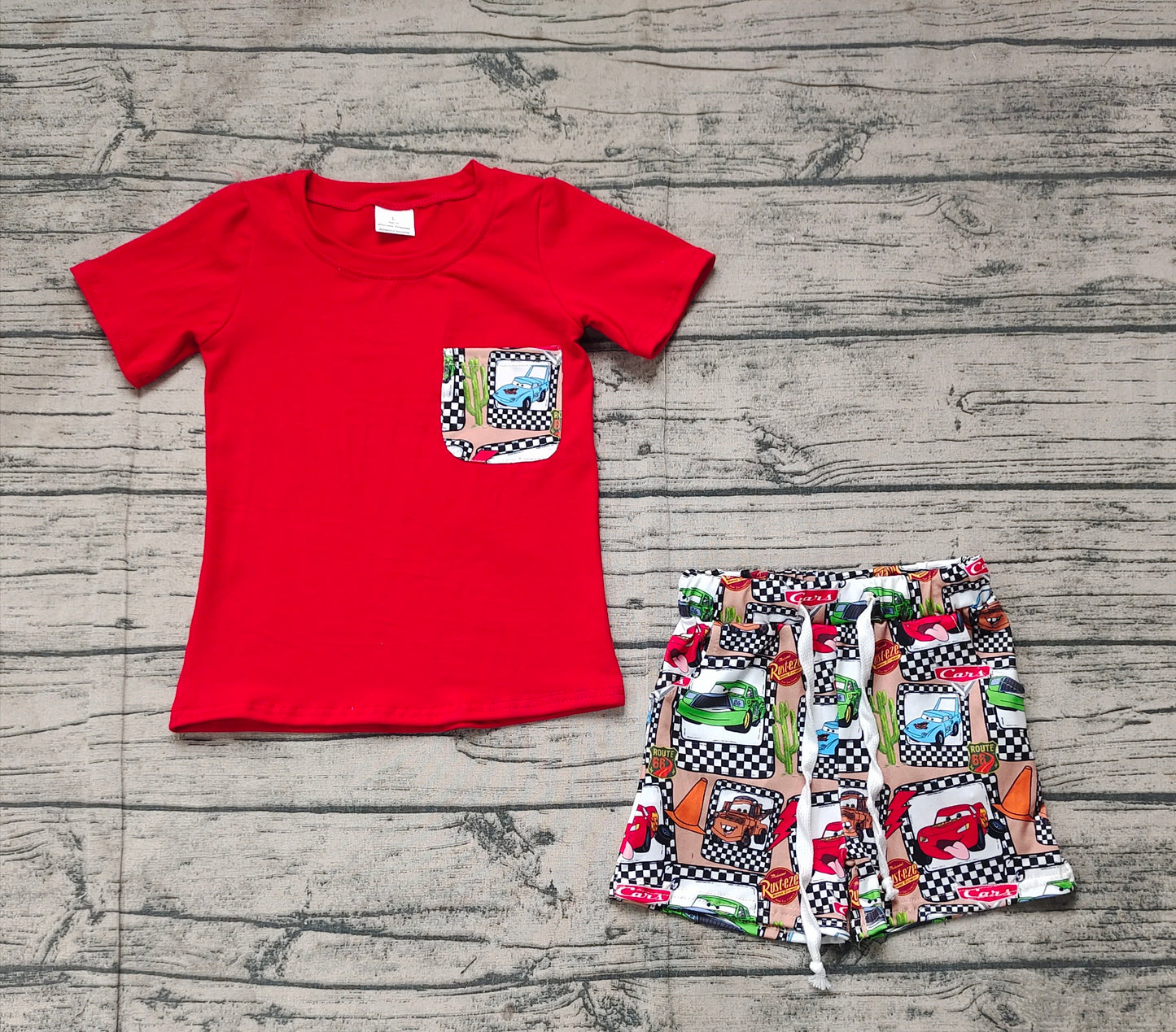 BSSO1256 Baby Boys Car Cactus Pocket Shirts Shorts Clothes Sets D 4.4