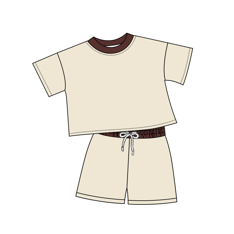 BSSO1310 Baby Boys Ivory Shirt Top Cotton Shorts Clothes Sets D 4.7