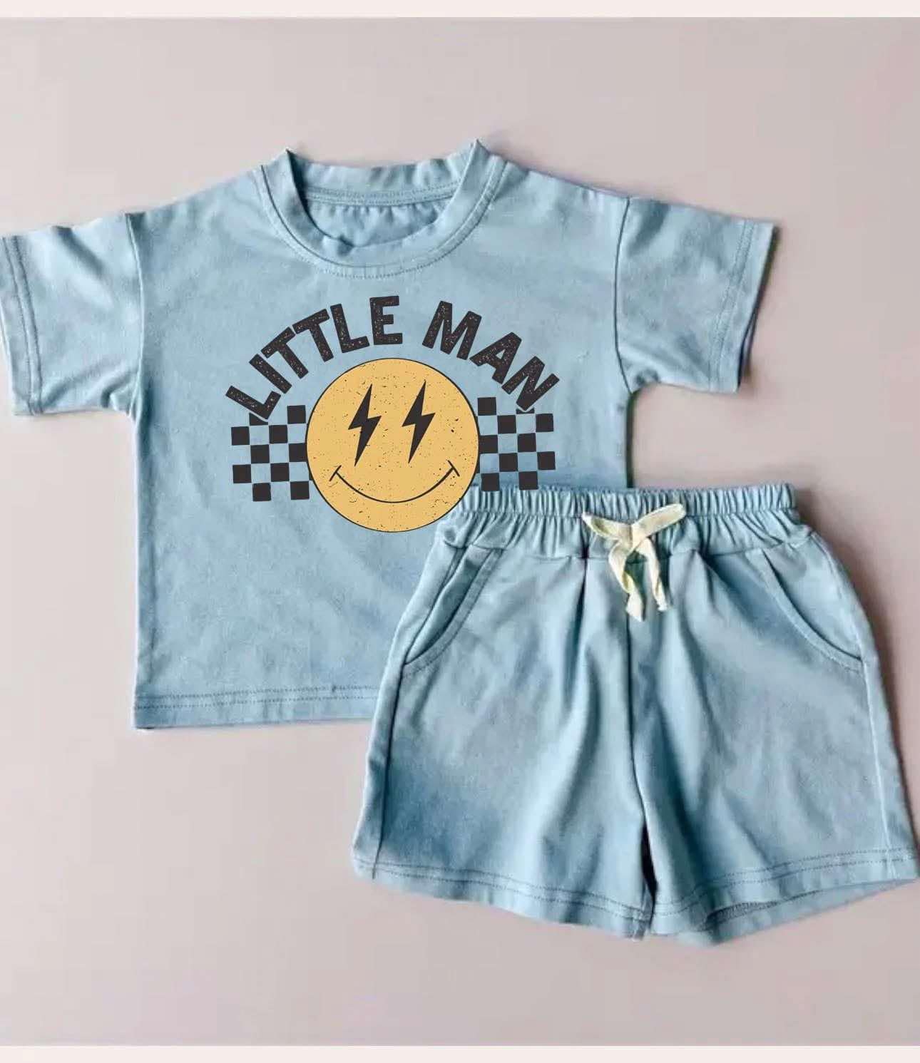 presale BSSO1315 Baby Boys Little Man Smile Shirt Top Cotton Shorts Clothes Sets D 2.10