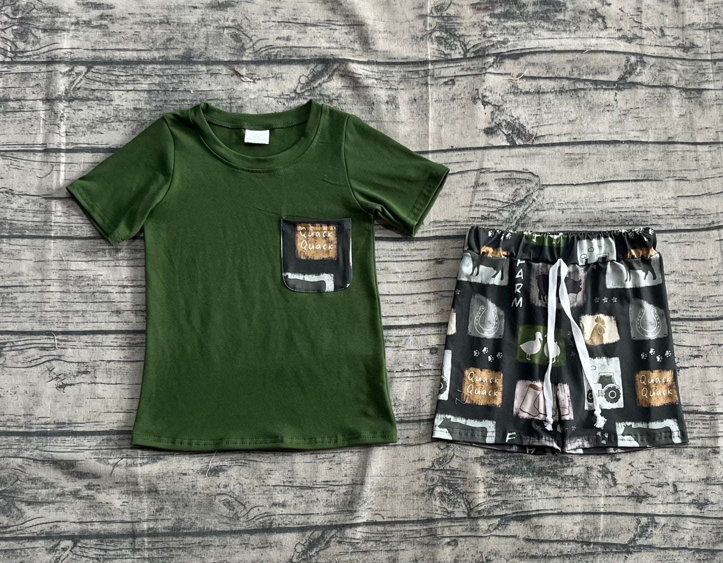 BSSO1390 Baby Boys Western Cow Boots Shirt Shorts Clothes Sets D 4.21