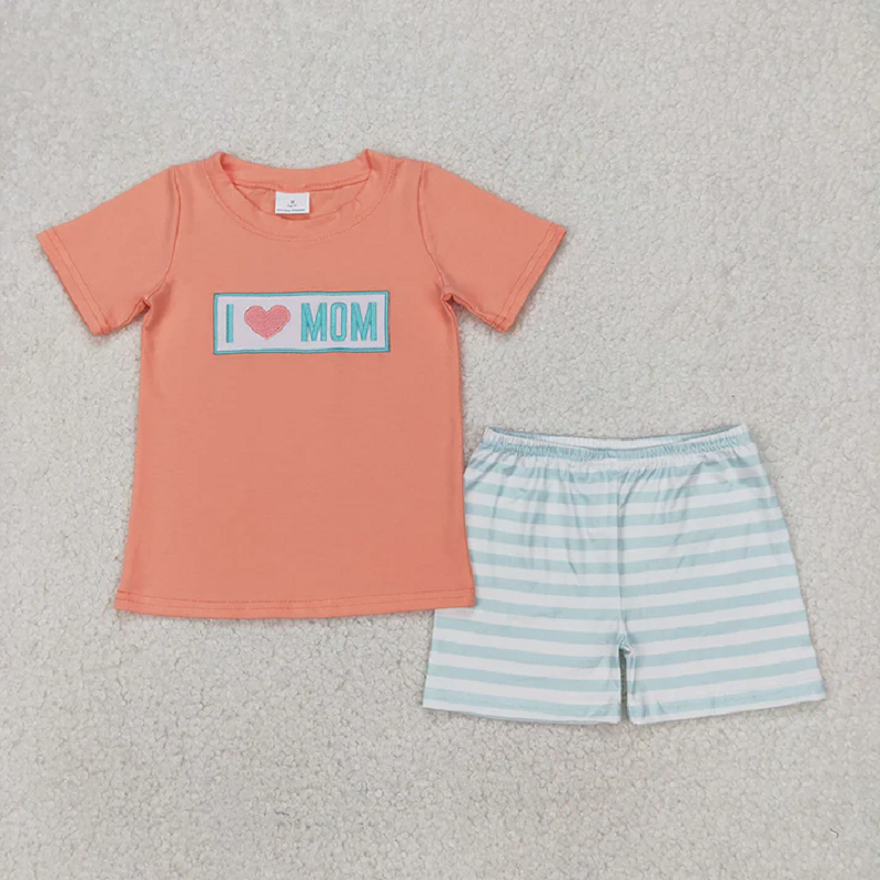 Match Embroidery Baby Girls Boys I LOVE MOM Rompers Summer Outfits D 3.31