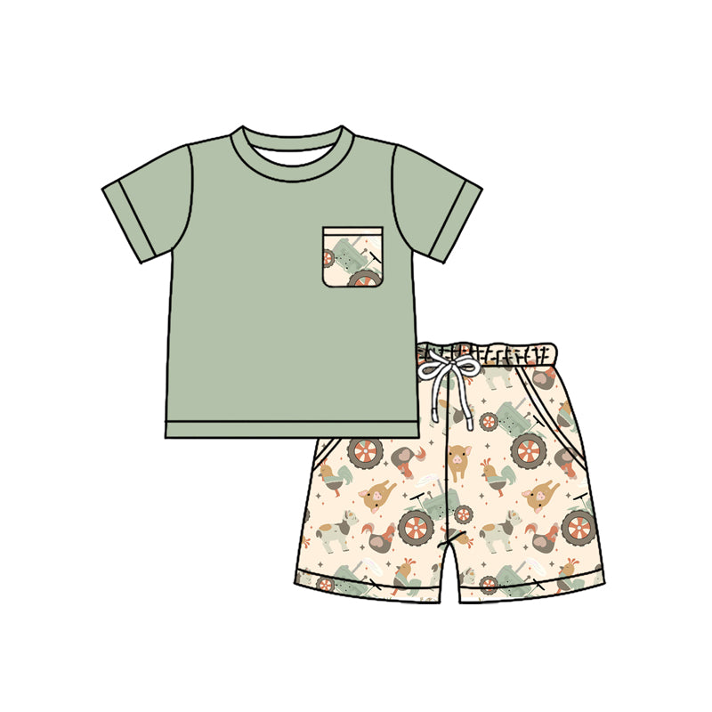 BSSO1460 Baby Boys Pocket Top Chicks Pigs Short Farm Set D 5.30