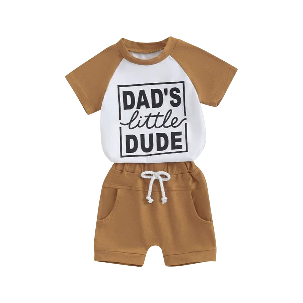 presale BSSO1474 Baby Boys Khaki Short Sleeves Dad's Litter Top Pockets Short Set D 3.28
