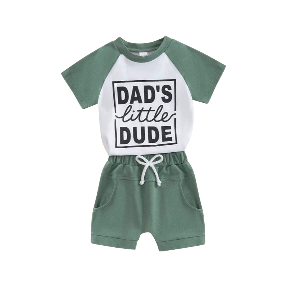 presale BSSO1475 Baby Boys Aqua Short Sleeves Dad's Litter Top Pockets Short Set D 3.28