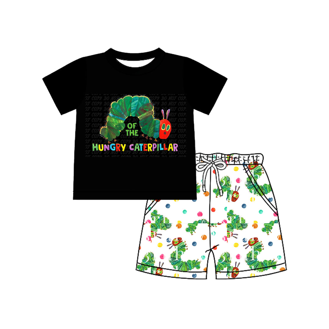 presale BSSO1511 Baby Boys Black Short Sleeves Caterpillar Top Pockets Short Set D 4.12