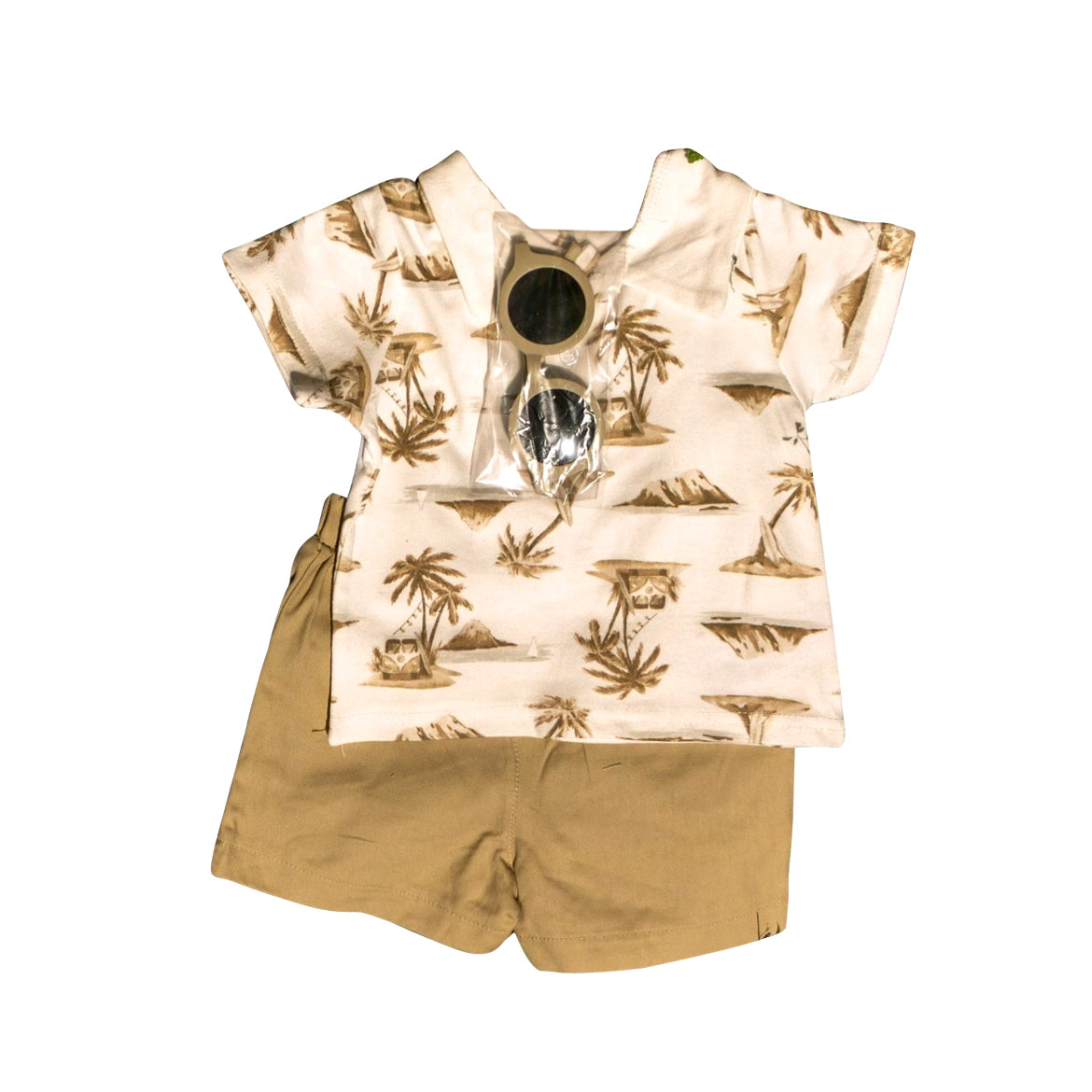 presale BSSO1533 Baby Boys Short Sleeves Beach Top Khaki Short Set D 5.6
