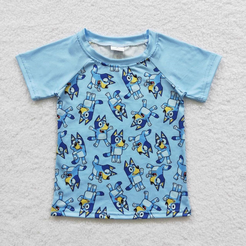 BT0226 Blue cartoon short-sleeved top