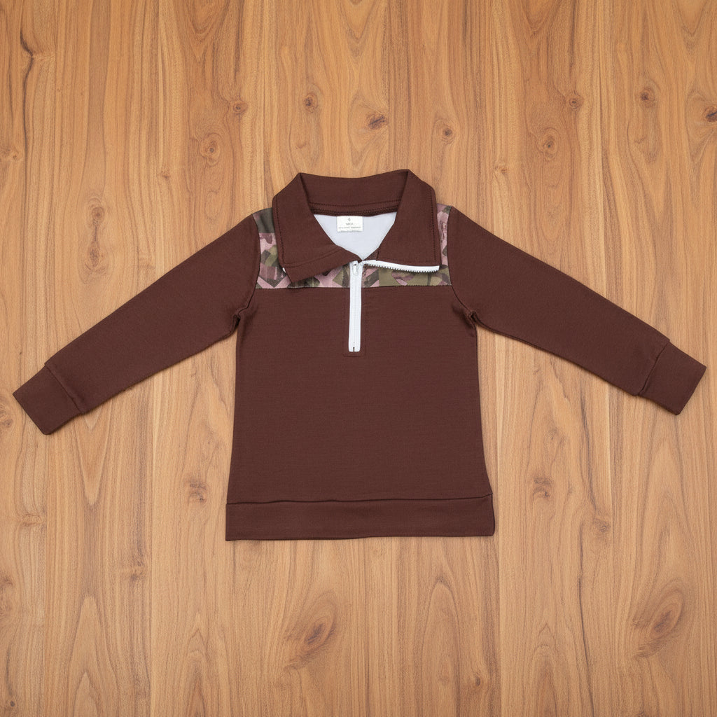 brown zipper pullover BT0328