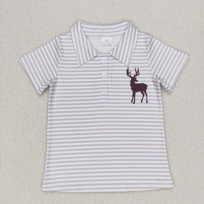 BT0337 elk stripe short sleeve top