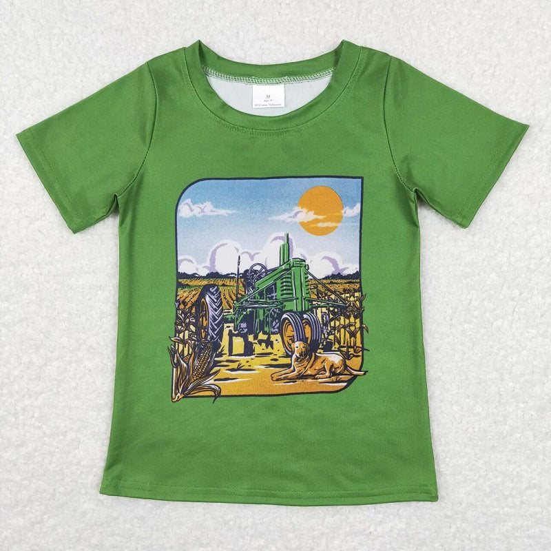 BT0503 Farm tractor green short sleeve top