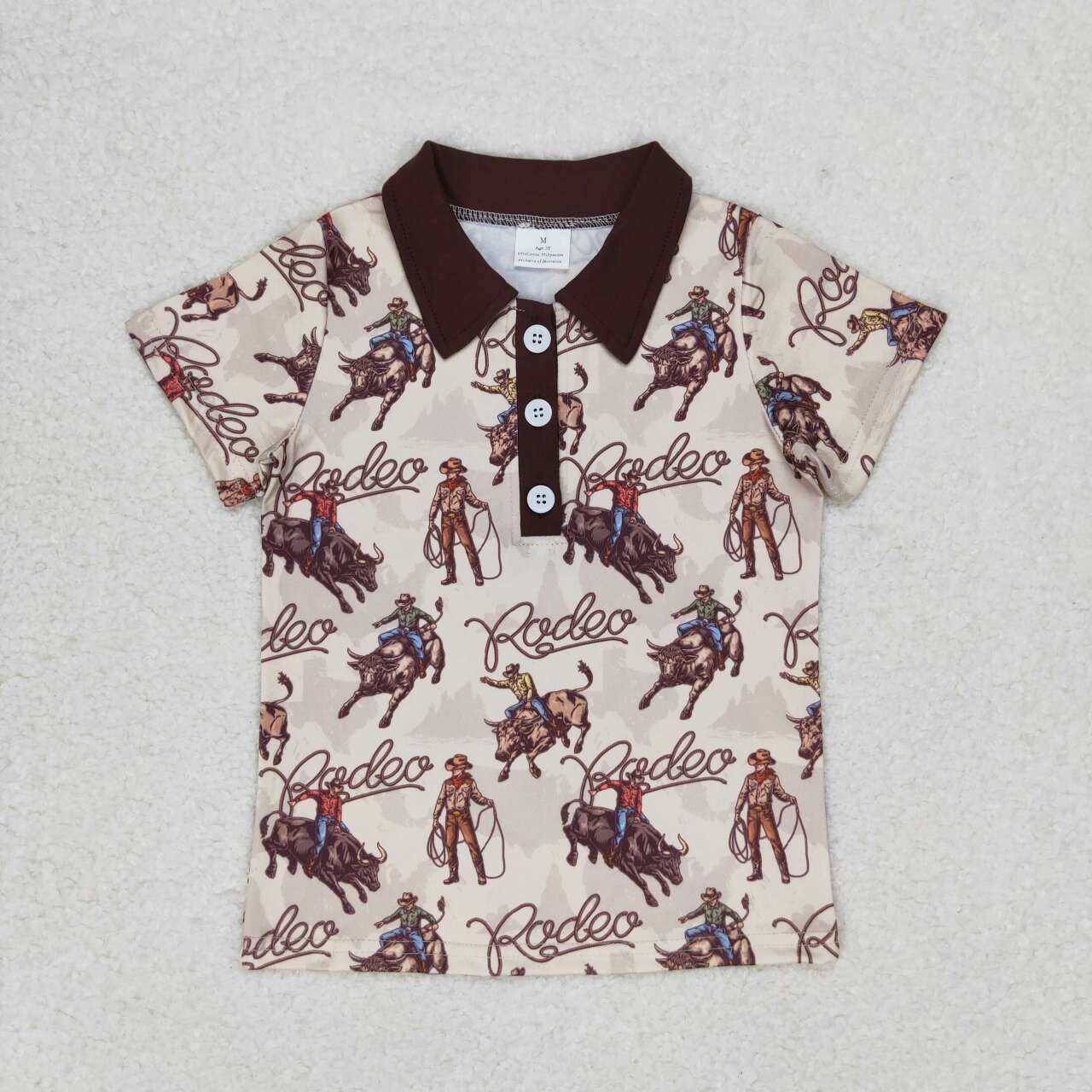 BT0558 Rodeo riding brown collar short-sleeved top
