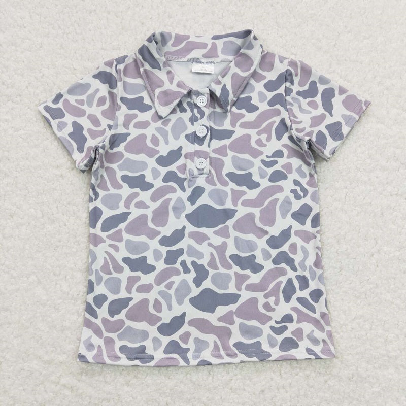 BT0597 Baby Boys Camo Hunting Short Sleeve Buttons Tee Shirt Tops