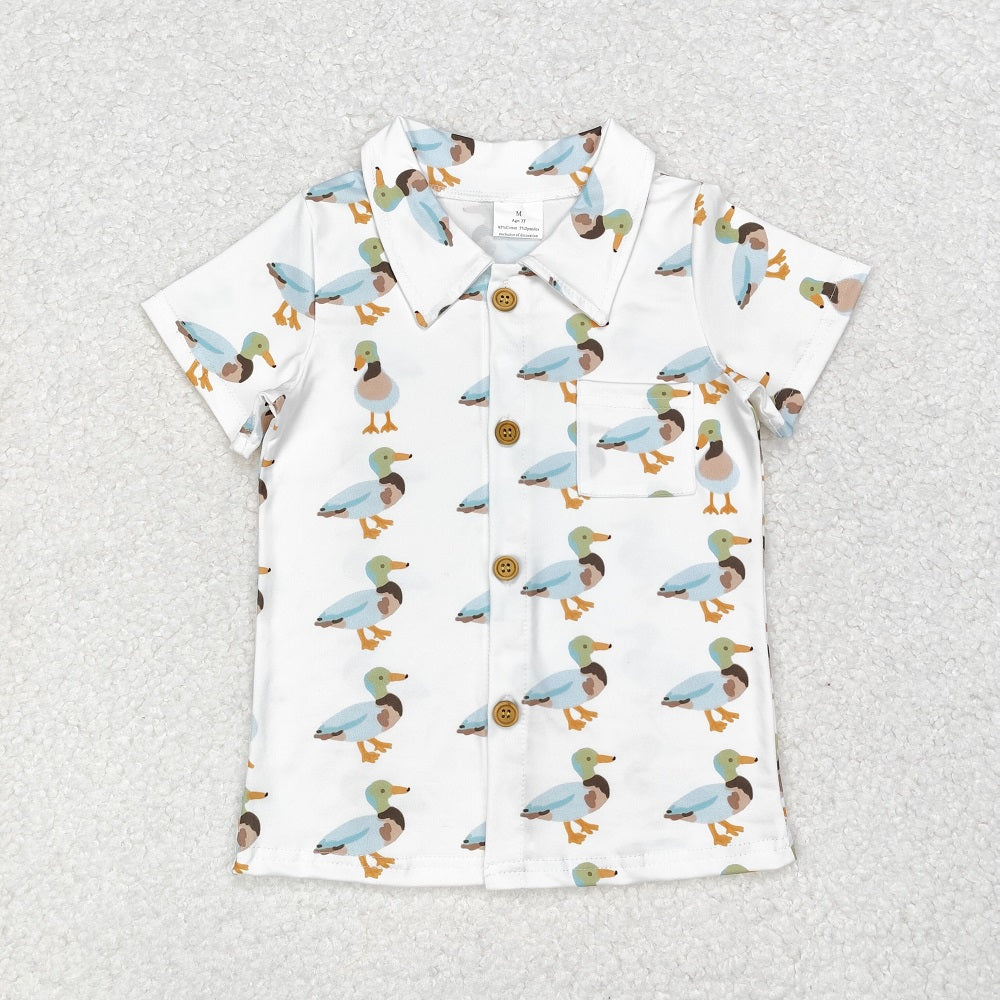 BT0738 Duck Pocket Button Short Sleeve Top
