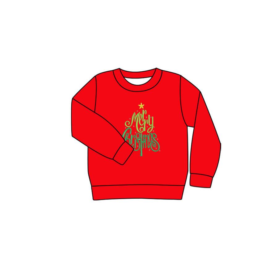 presale BT0742 merry christmas red long sleeve top