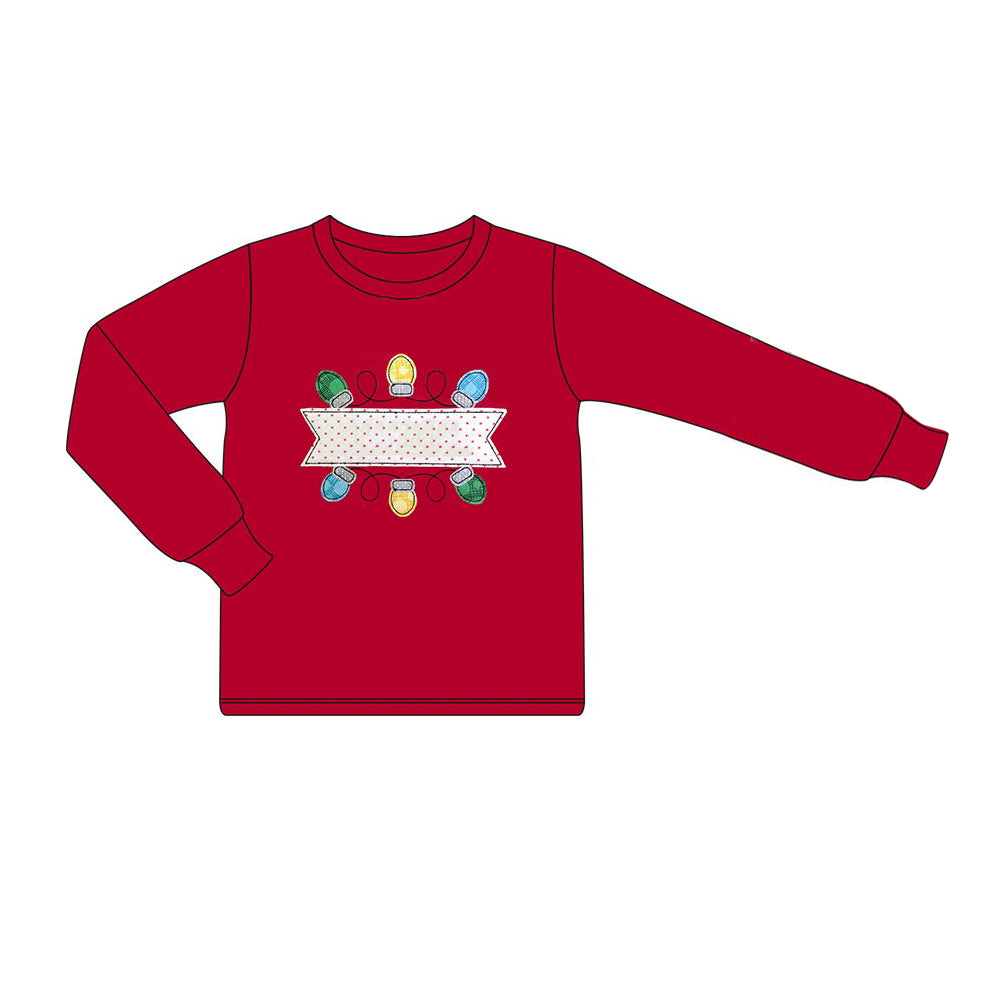 presale BT0777 Christmas Lights Red Long Sleeve Top