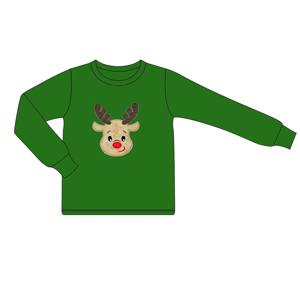 presale BT0778 Christmas Green Long Sleeve Top