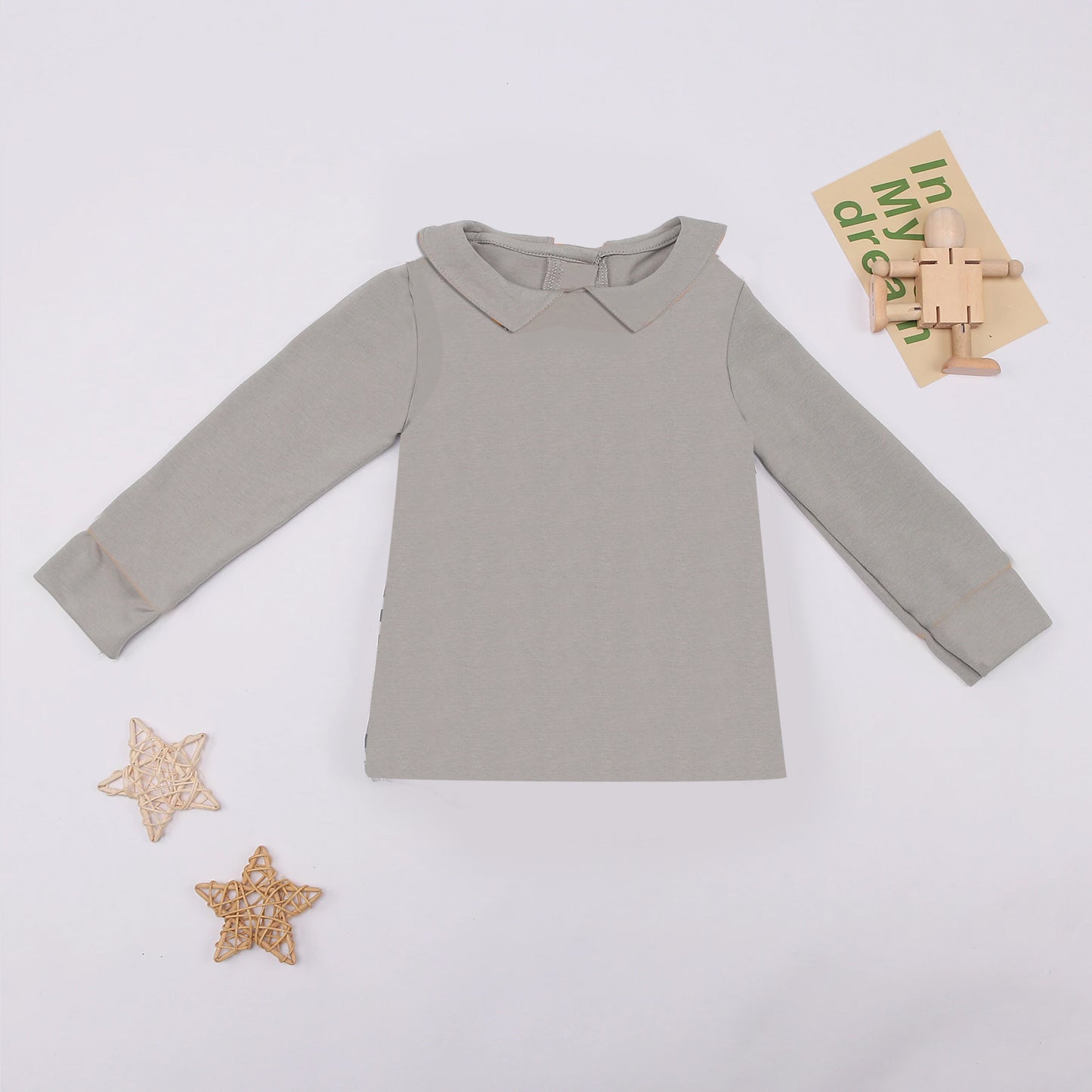 presale BT0784 Solid grey long-sleeved top